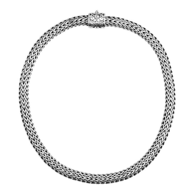 Sterling Silver 9mm Bali Weave Statement Chain with Filigree Barrel Clasp 20