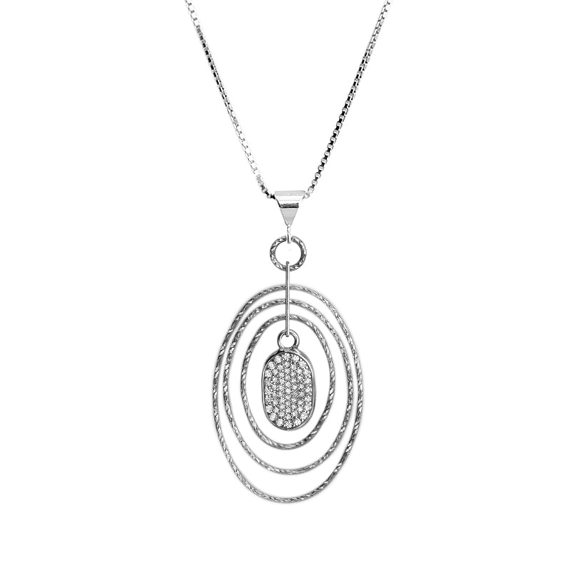 Gorgeous Diamond-Cut Rhodium Plated Sterling Silver Italian Necklace