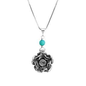 Chunky Rose Sterling Silver Flower Necklace