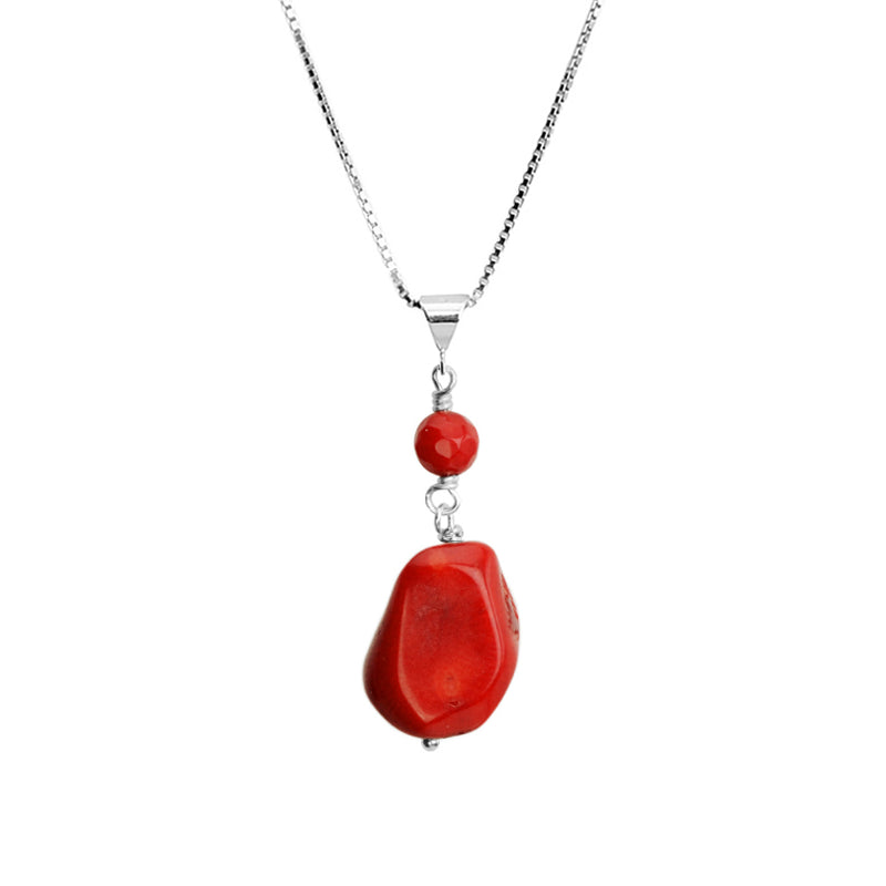 Coral Sterling Silver Necklace
