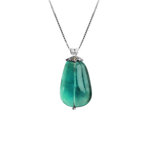 Gorgeous Emerald Green Fluorite Sterling Silver Necklace