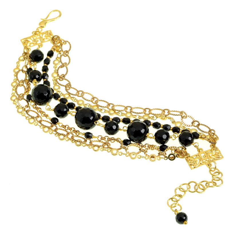 Elegant Onyx Multistrand Gold Plated Bracelet
