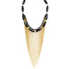 Karen London Unique Gold Plated Chain Black Onyx Fringe Necklace