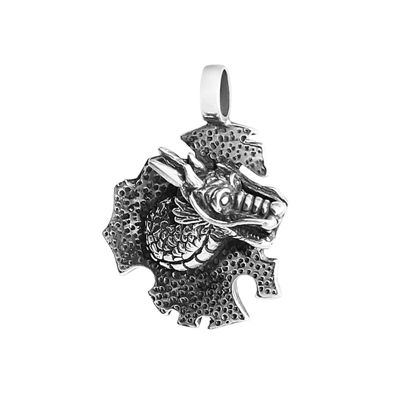 Exotic 3-D Dragon Head Sterling Silver Statement Pendant