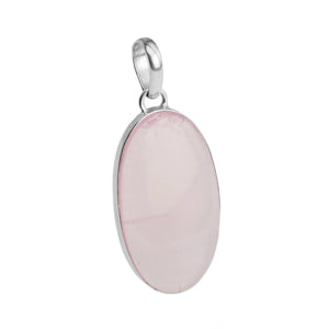 Clear and Beautiful Rose Quartz Sterling Silver Pendant