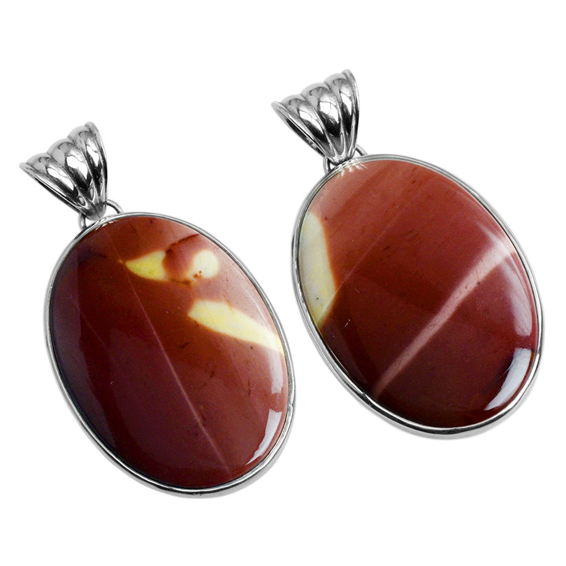 Magnificent Natural Color of  Sunset Red Mookaite Sterling Silver Statement Pendant