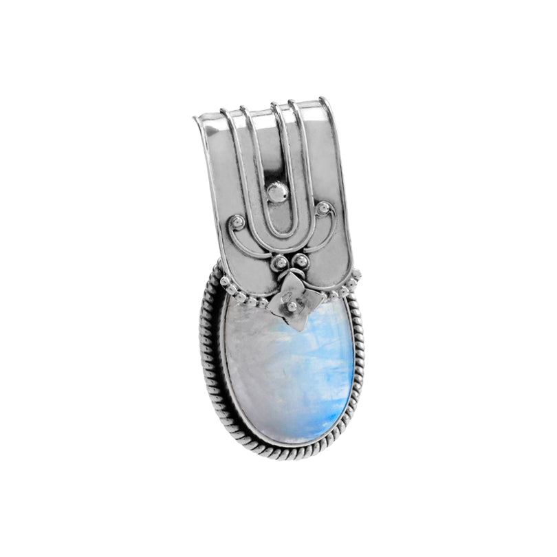 Gorgeous Rainbow Moonstone in Classic Sterling Silver Statement Pendant