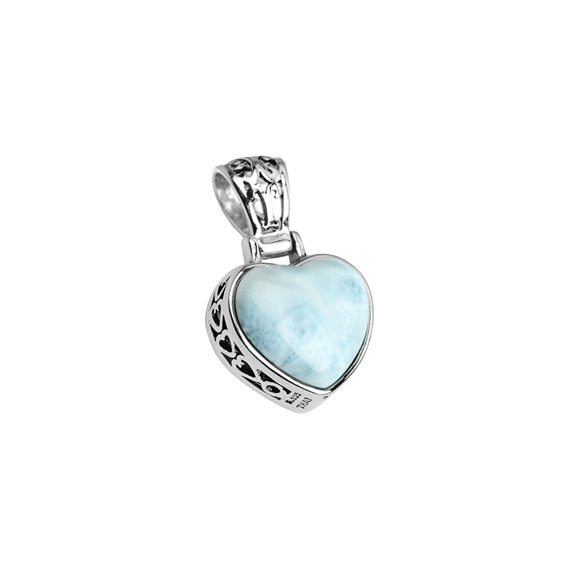 Sky Blue Larimar Heart Sterling Silver Pendant