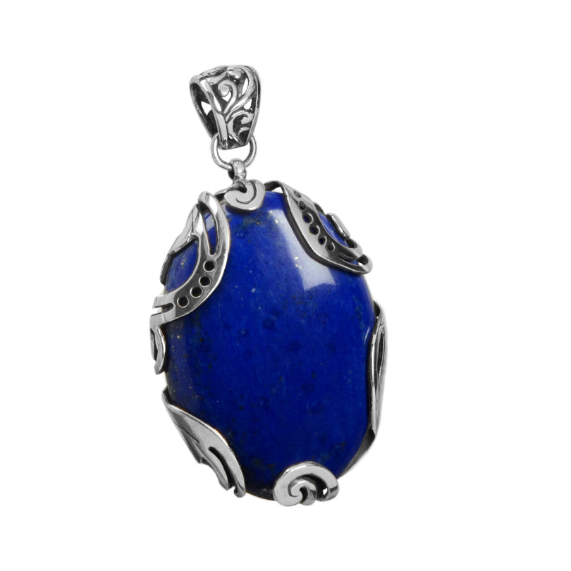 Gorgeous Balinese Lapis Sterling Silver Statement Pendant *