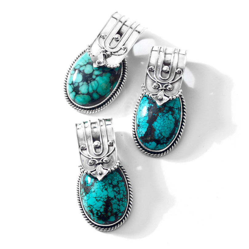 Gorgeous Turquoise Sterling Silver Statement Pendant
