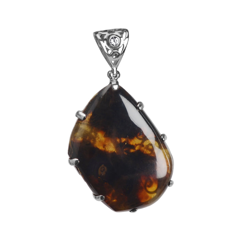 Starborn Sumatra Cognac Amber Sterling Silver Statement Pendant