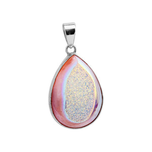 Lovely Soft Champagne Pink Sparkling Titanium Drusy Sterling Silver Pendant