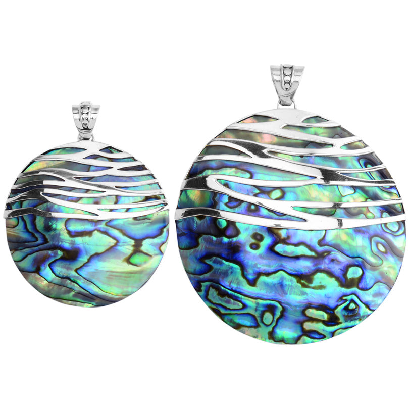 Waves of Silver Adorning Abalone Statement Pendant