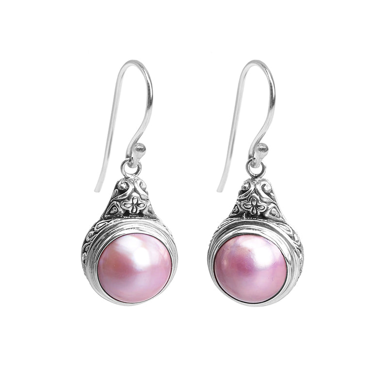 Beautiful Balinese Pink Mabe Pearl Earrings