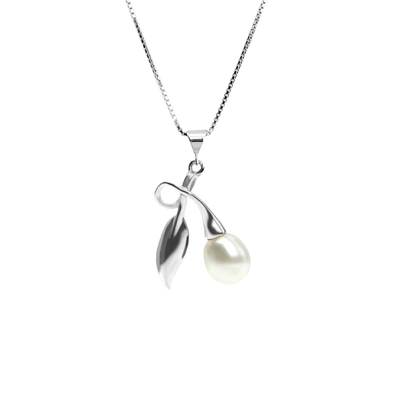 Elegant Fresh Water Pearl in a Sterling Silver Leaf Design Necklace