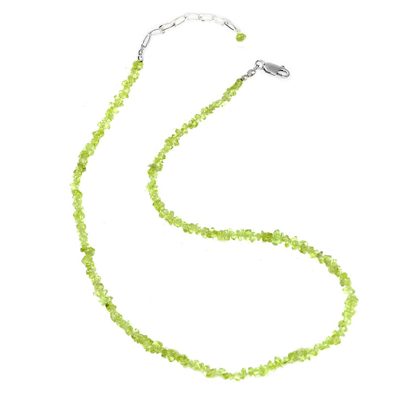 Petite Green Peridot Beaded Necklace with Sterling Silver Clasp