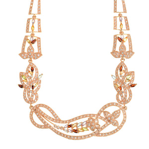 Beautiful Rose Gold Plated Floral Fantasy Crystal Statement Necklace