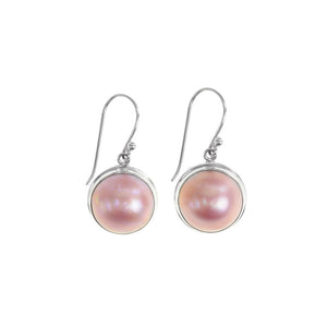 Shimmering Pink Mabe Pearl Sterling Silver Earrings
