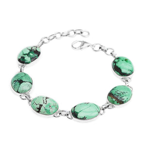 Natural Creamy Blue/Green Turquoise Sterling Silver Statement Bracelet