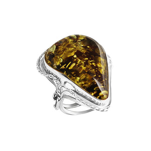 Luxurious Baltic Amber Sterling Silver Ring