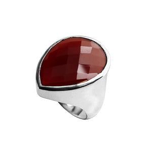 Brilliant Faceted Carnelian Sterling Silver Ring