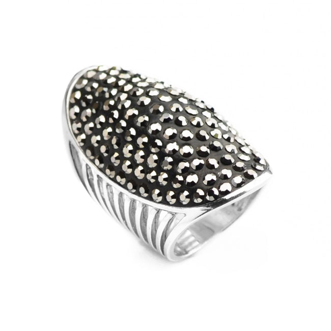 Gorgeous Large Hematite Sterling Silver Statement Ring