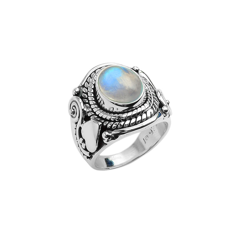 Gorgeous Rainbow Moonstone Sterling Silver Ring