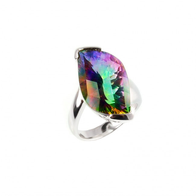 Gorgeous Mystic Quartz Sterling Silver Statement Ring