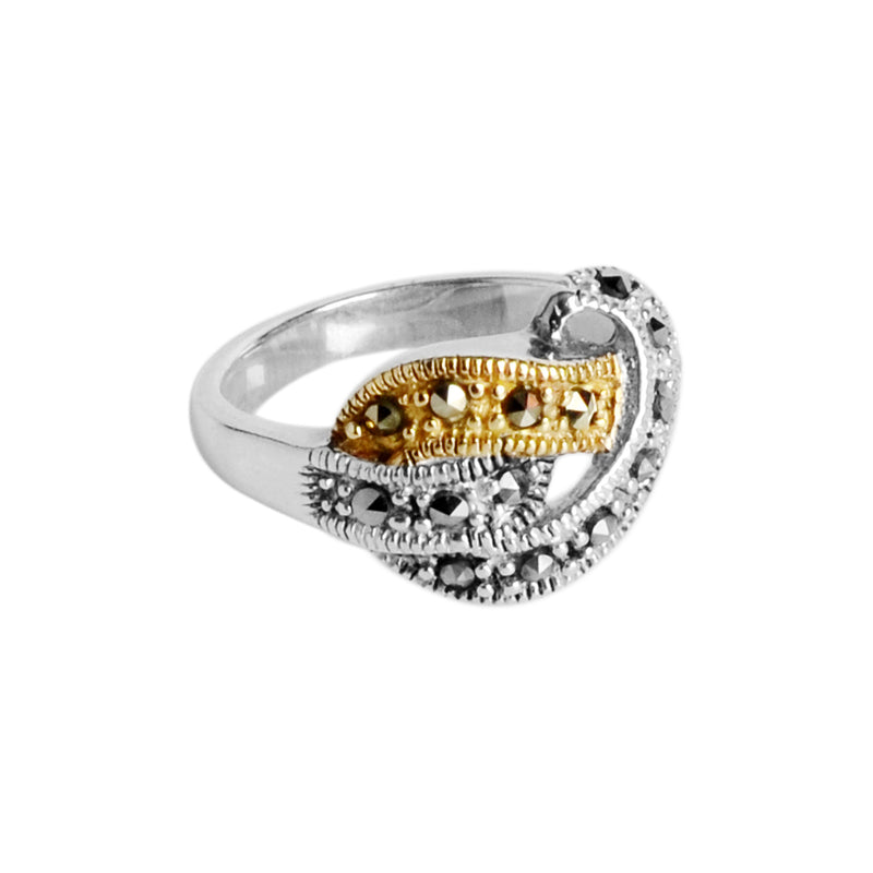 Dainty 2-Color Marcasite Sterling Silver Ring