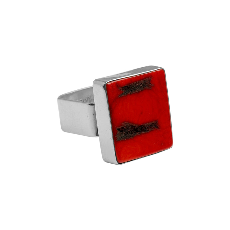 Bold Red Bamboo Coral Sterling Silver Ring