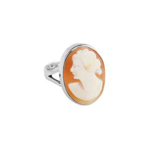 Vintage Style Carved Cameo Sterling Silver Ring