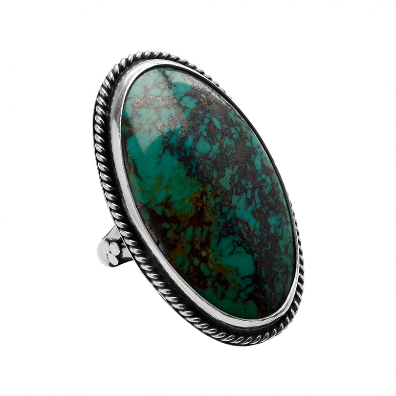 Magnificent Genuine Turquoise Sterling Silver Statement Ring