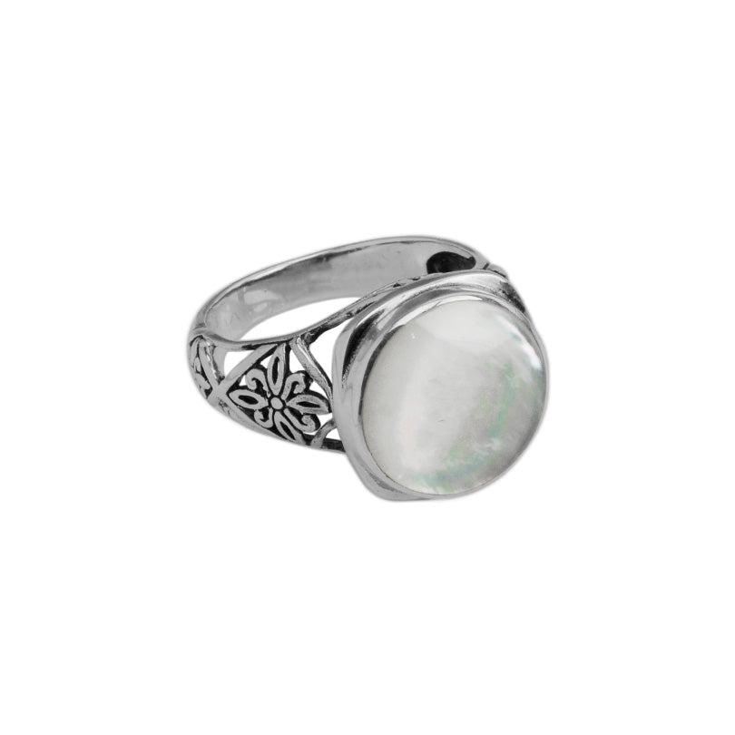 Lovely Mother of Pearl Balinese Sterling Silver Ring