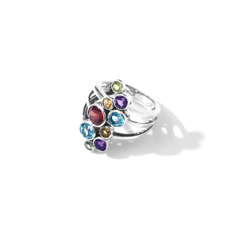 Ooh La La Gorgeous Mixed Gemstones Sterling Silver Statement Ring