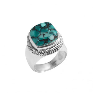 Stunning Large Genuine Turquoise Sterling Silver Statement Ring