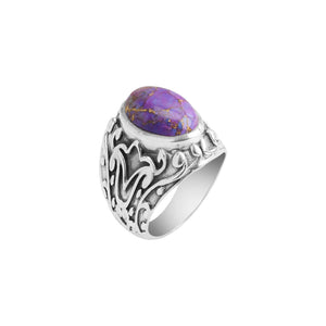 Gorgeous Purple Turquoise Bali Filigree Sterling Silver Statement Ring