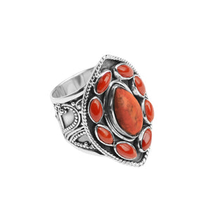 Bright Himalayan Coral Sterling Silver Ring