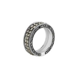 Elegant Marcasite Sterling Silver Eternity Ring