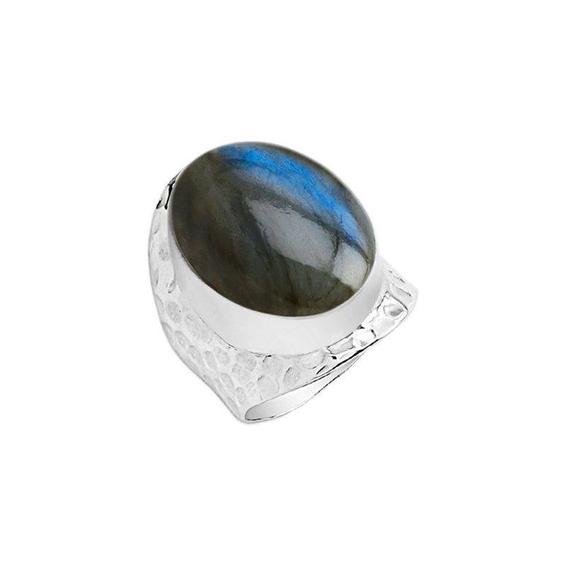 Gorgeous Florescent Blue Labradorite Sterling Silver Statement Ring