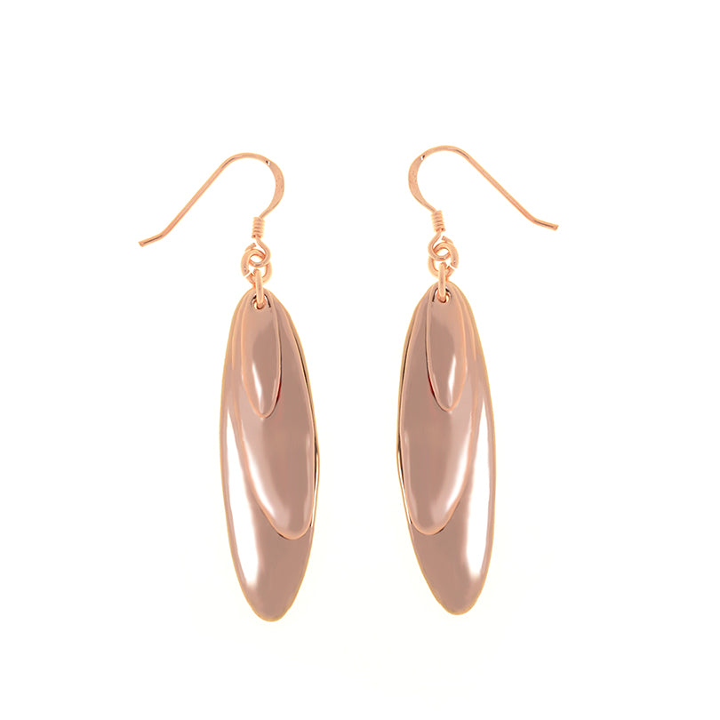 Shiny14kt Rose Gold Plated Oval Earrings