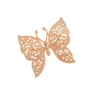 Glamorous Sparkling CZ 14kt Gold Plated Butterfly Brooch
