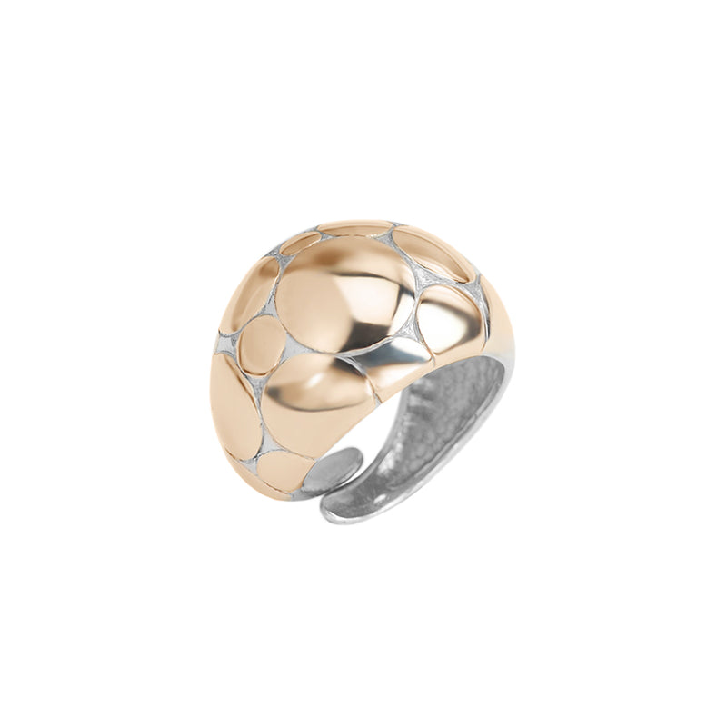 Rich Rose Gold Accent Sterling Silver Adjustable Statement Ring