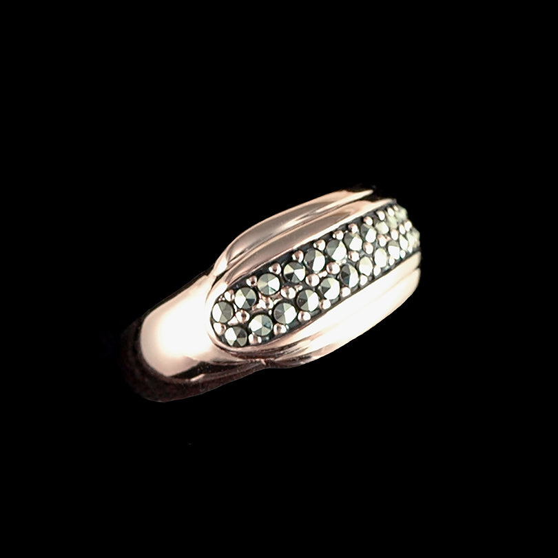 Unique Marcasite Rose Gold Plated Sterling Silver Petite Ring