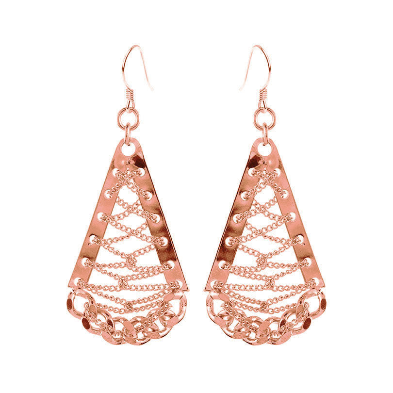 Unique and Stunning Rose Gold Plated Chain Weave Earrings