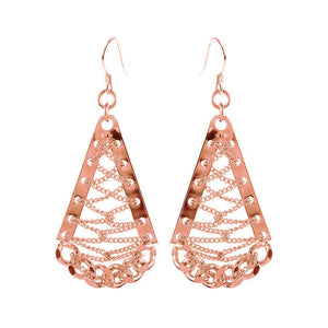 Unique and Stunning Rose Gold Plated Chain Weave Earrings