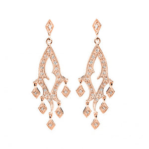 Sparkling Rose Gold Plated Vintage Design Crystal Earrings