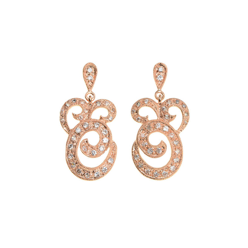 Glamorous Crystal CZ 14kt Rose Gold Plated Statement Earrings