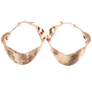 Magnificent Twisted Ribbon Design Rose Gold Vermeil Hoop Earrings