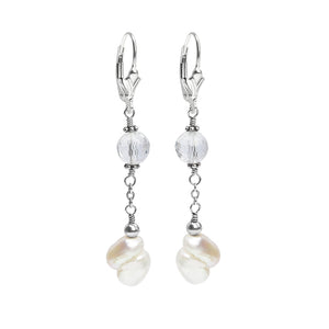 Sassy Fresh Water Pearl and Faceted Quartz Earrings