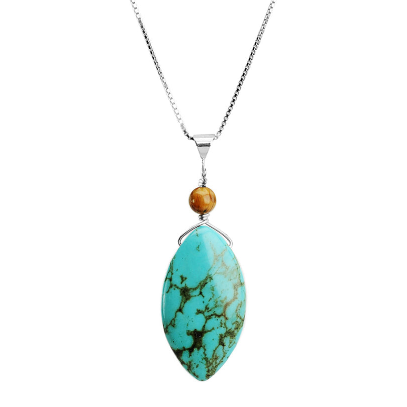 Chalk Turquoise with Tiger's Eye Sterling Silver Necklace